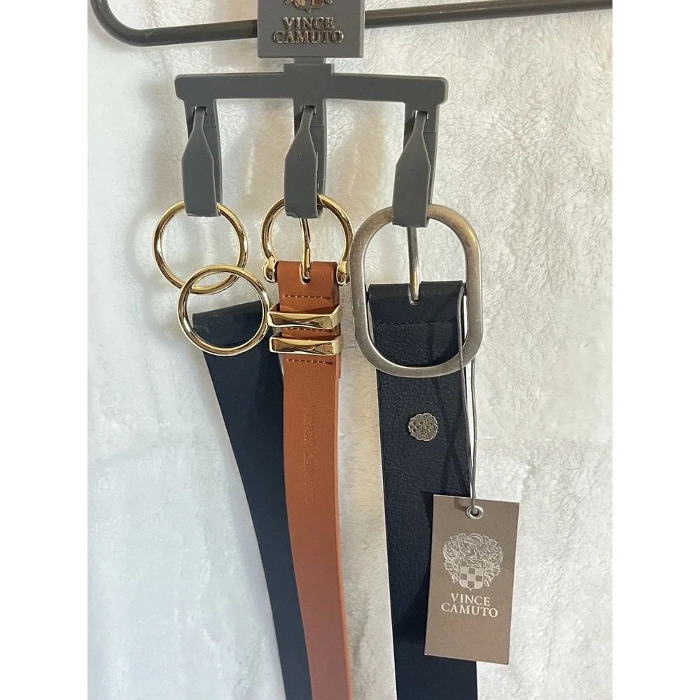 Vince Camuto Men's Belt 3‑Pack Size Small Leather Black & Brown Set NWT